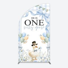 Aperturee - Aperturee Silly Goose Balloon Bow First Birthday Half Moon Arch Backdrop
