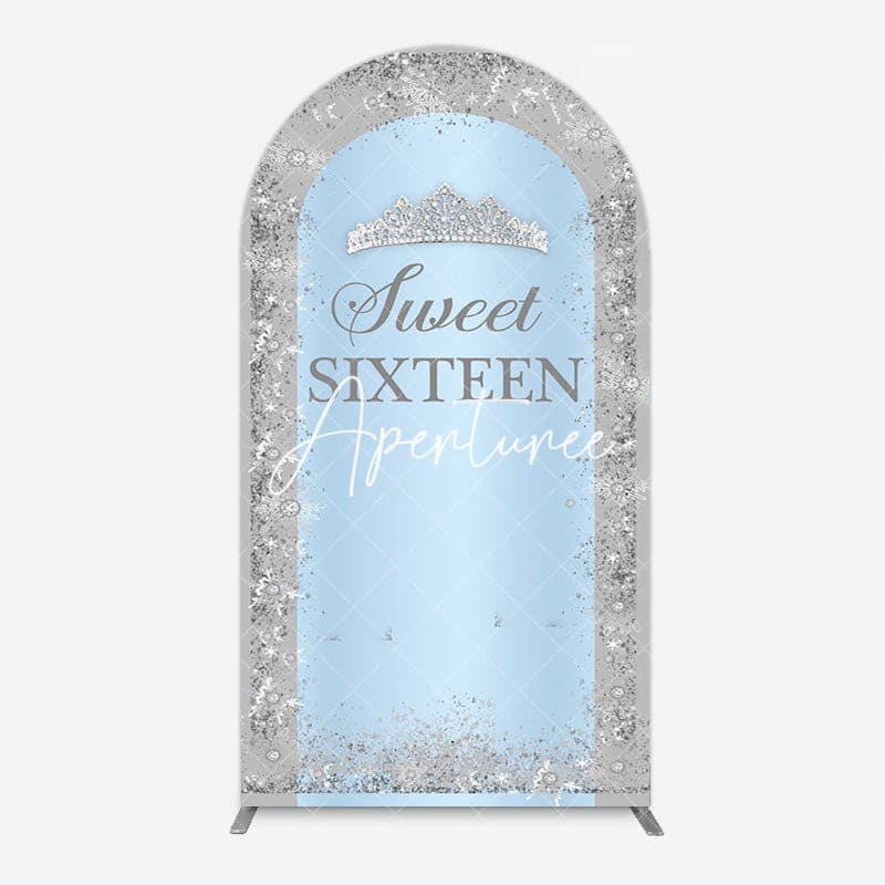 Aperturee - Aperturee Silver Blue Sweet Sixteen Birthday Arch Backdrop