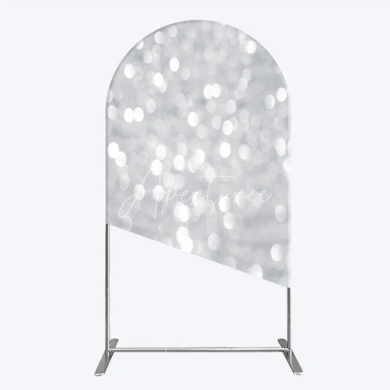 Aperturee - Aperturee Silver Bokeh Arch Backdrop Glittery Spots Abstract Background Wedding Birthday Party Arch Cover Decoration