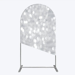Aperturee - Aperturee Silver Bokeh Arch Backdrop Glittery Spots Abstract Background Wedding Birthday Party Arch Cover Decoration
