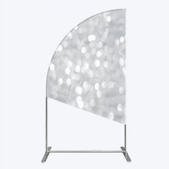 Aperturee - Aperturee Silver Bokeh Half Moon Arch Backdrop Glittery Spots Abstract Background Wedding Birthday Party Half Moon Arch Cover