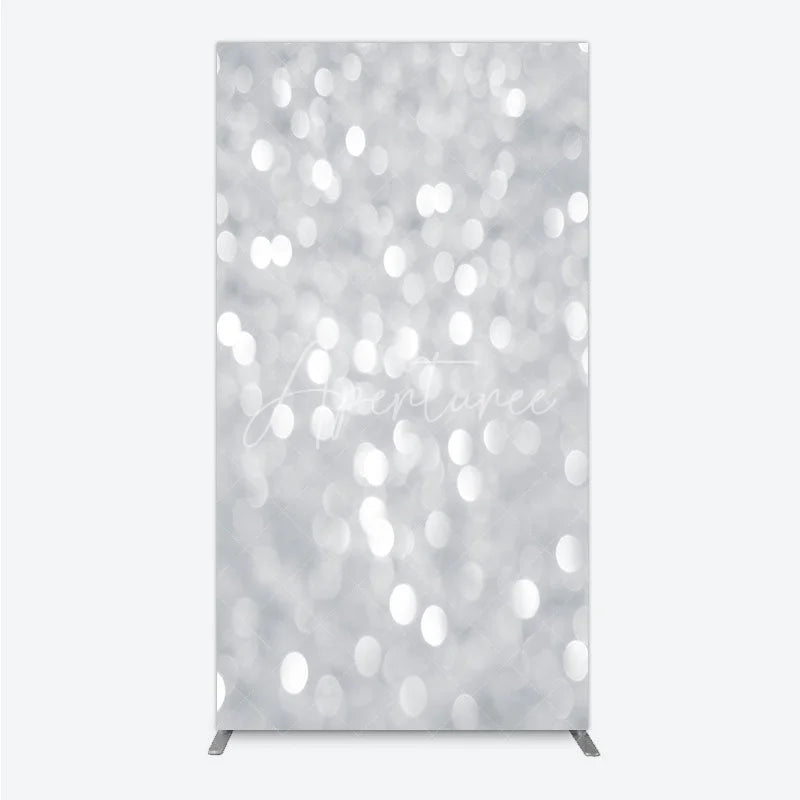 Aperturee - Aperturee Silver Bokeh Rectangle Backdrop Glittery Spots Abstract Background Wedding Birthday Party Rectangle Cover Decoration