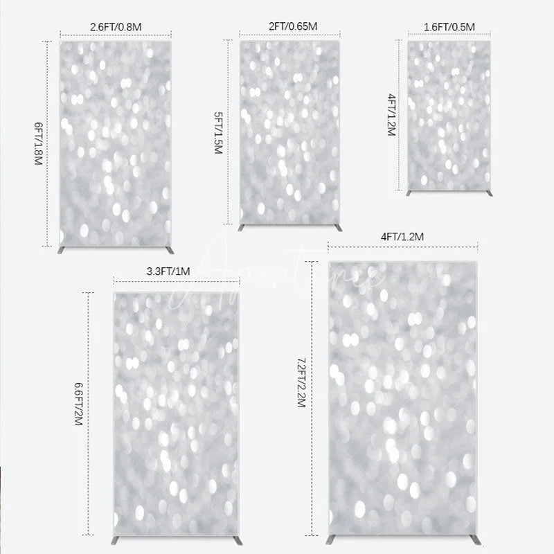 Aperturee - Aperturee Silver Bokeh Rectangle Backdrop Glittery Spots Abstract Background Wedding Birthday Party Rectangle Cover Decoration