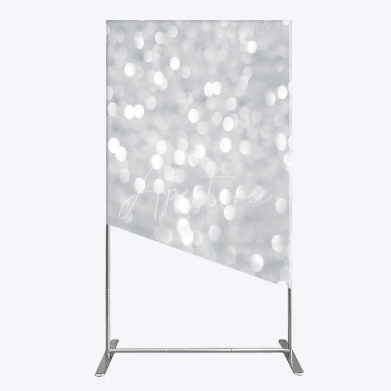 Aperturee - Aperturee Silver Bokeh Rectangle Backdrop Glittery Spots Abstract Background Wedding Birthday Party Rectangle Cover Decoration