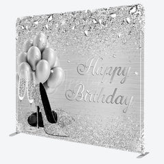 Aperturee - Aperturee Silver Glitter Balloon Fabric Backdrop Cover for Birthday