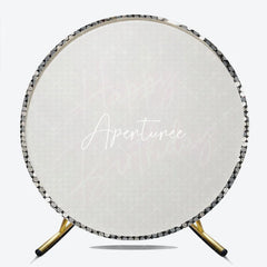 Aperturee - Aperturee Silver Sequin Neon Pink Happy Birthday Round Backdrop Sparkling Glamorous Disco Party Decoration