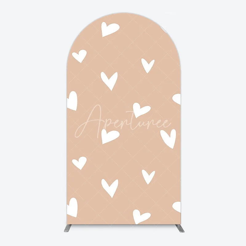 Aperturee - Aperturee Simple Arch Backdrop with White Hearts for Boy Baby Shower Birthday Party or Valentine’s Day Decor