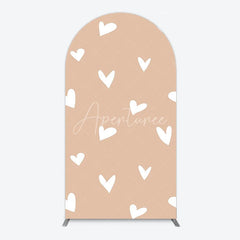 Aperturee - Aperturee Simple Arch Backdrop with White Hearts for Boy Baby Shower Birthday Party or Valentine’s Day Decor