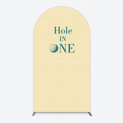 Aperturee - Aperturee Simple Beige Vibe Hole In One Birthday Arch Backdrop