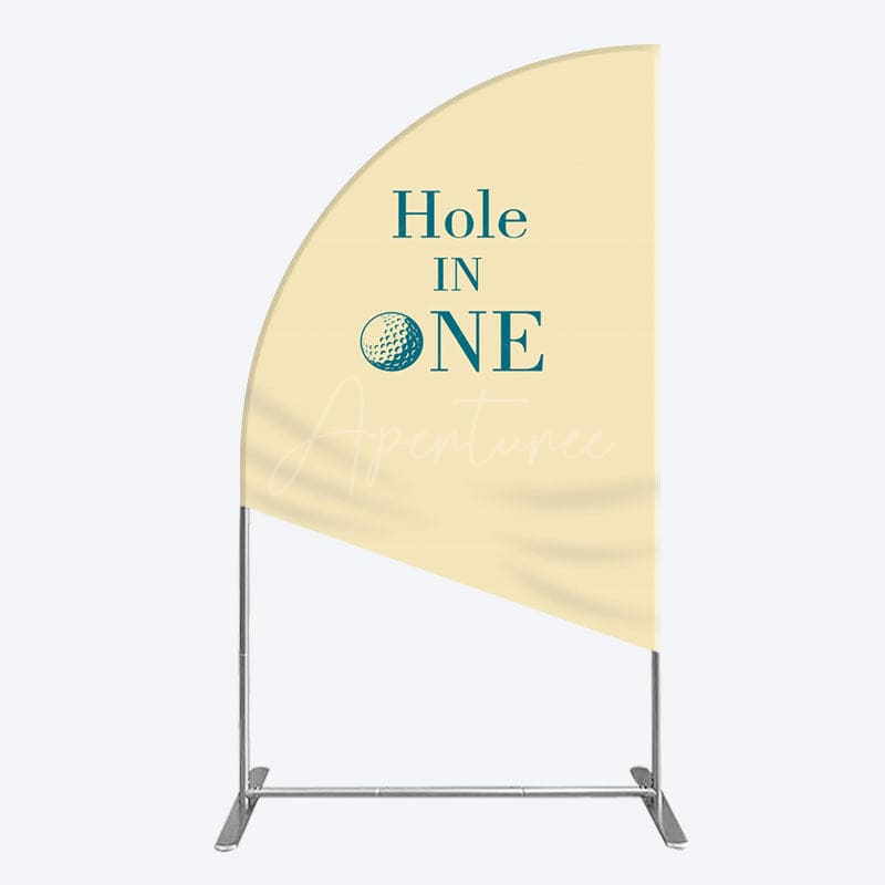 Aperturee - Aperturee Simple Beige Vibe Hole In One Birthday Half Moon Arch Backdrop