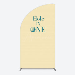 Aperturee - Aperturee Simple Beige Vibe Hole In One Birthday Half Moon Arch Backdrop