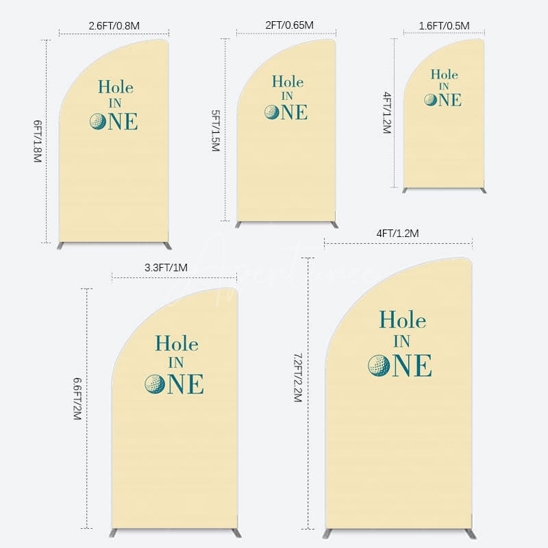Aperturee - Aperturee Simple Beige Vibe Hole In One Birthday Half Moon Arch Backdrop