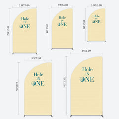 Aperturee - Aperturee Simple Beige Vibe Hole In One Birthday Half Moon Arch Backdrop