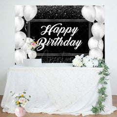 Aperturee - Aperturee Simple Black And White Balloon Birthday Backdrop
