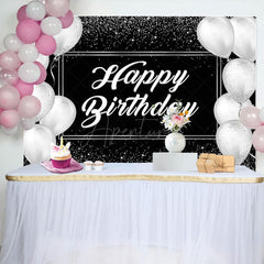 Aperturee - Aperturee Simple Black And White Balloon Birthday Backdrop
