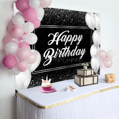 Aperturee - Aperturee Simple Black And White Balloon Birthday Backdrop