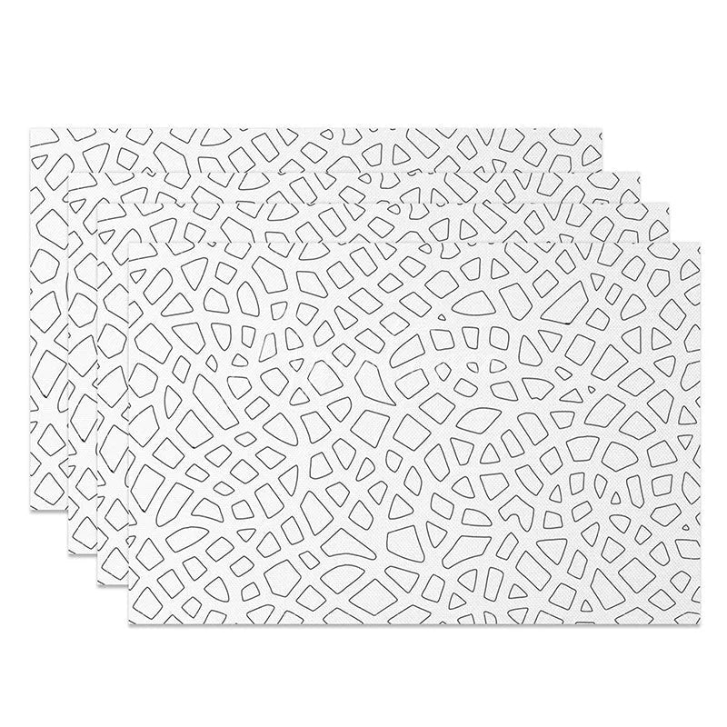 Aperturee - Aperturee Simple Black and White Geometric Pattern Set of 4 Placemats for Modern Minimalist and Farmhouse Kitchen