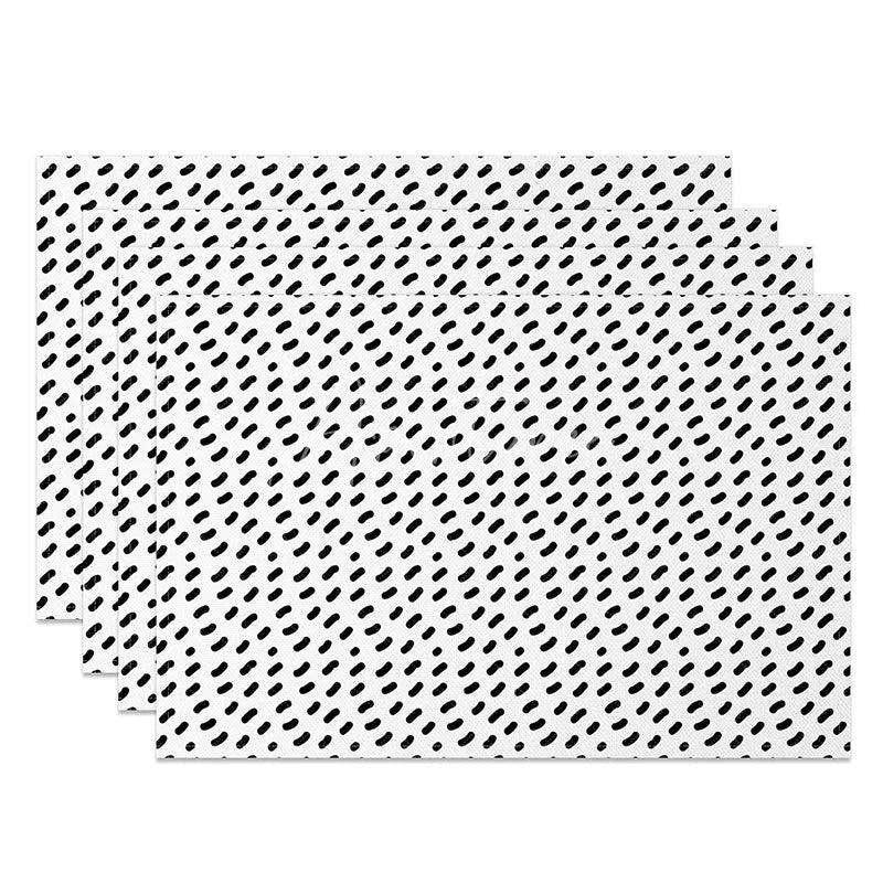 Aperturee - Aperturee Simple Black and White Polka Dot Set of 4 Placemats Classic Pattern for Modern Farmhouse Kitchen Decor