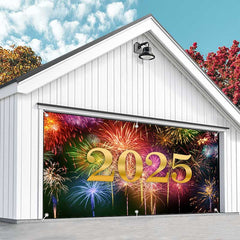 Aperturee - Aperturee Simple Colorful Sparks Night 2025 Garage Door Banner