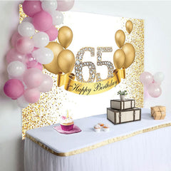 Aperturee - Aperturee Simple Gold Glitters Happy 65th Birthday Backdrop