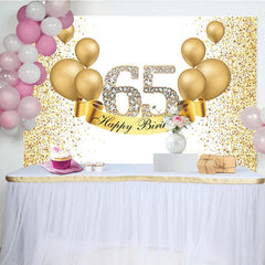 Aperturee - Aperturee Simple Gold Glitters Happy 65th Birthday Backdrop