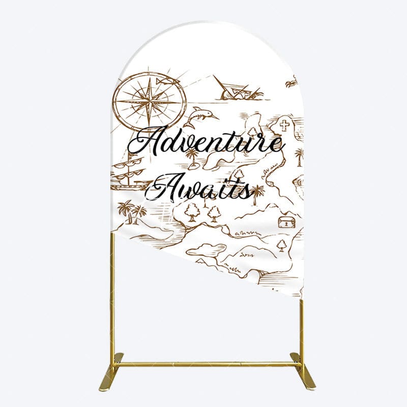 Aperturee - Aperturee Simple Line Painted Adventure Awaits Arch Backdrop