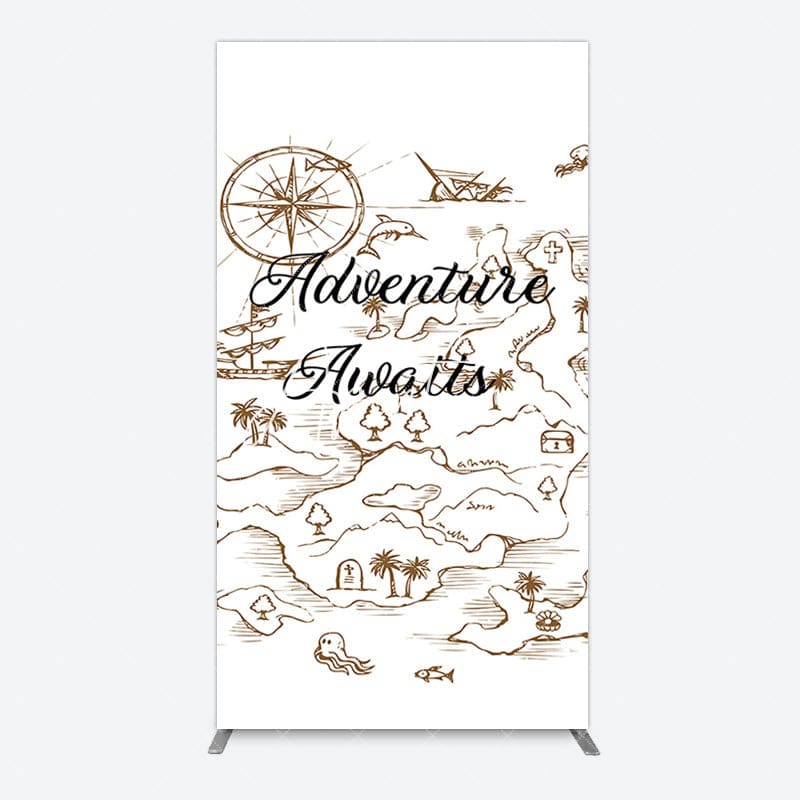 Aperturee - Aperturee Simple Line Painted Adventure Awaits Rectangle Backdrop