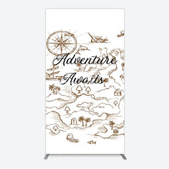 Aperturee - Aperturee Simple Line Painted Adventure Awaits Rectangle Backdrop