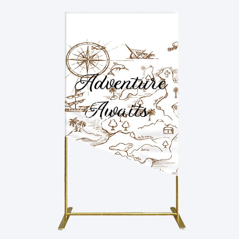 Aperturee - Aperturee Simple Line Painted Adventure Awaits Rectangle Backdrop
