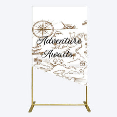 Aperturee - Aperturee Simple Line Painted Adventure Awaits Rectangle Backdrop