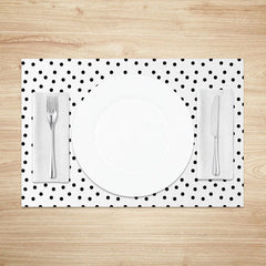 Aperturee - Aperturee Simple Modern Black and White Polka Dots Set of 4 Placemats Fun and Classic Design for Everyday Kitchen