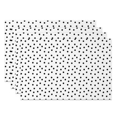 Aperturee - Aperturee Simple Modern Black and White Polka Dots Set of 4 Placemats Fun and Classic Design for Everyday Kitchen