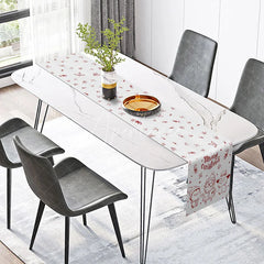 Aperturee - Aperturee Simple Red Christmas Character Table Runner Santa Snowman and Penguin Minimalist Holiday Decor