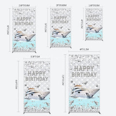 Aperturee - Aperturee Simple Ship Glitter Happy Birthday Rectangle Backdrop