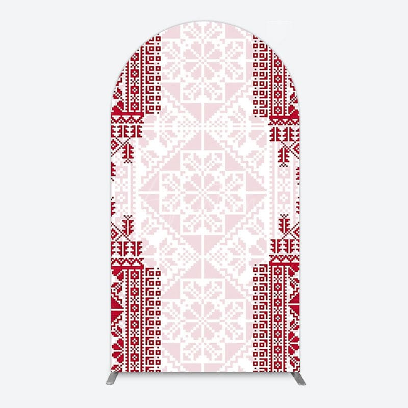 Aperturee - Aperturee Simple Slovakia Pattern Happy Birthday Arch Backdrop