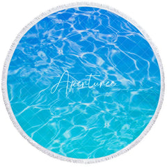 Aperturee - Aperturee Simple Waves Pattern Summer Vibe Round Beach Towel