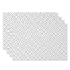 Aperturee - Aperturee Simple White and Black Lines Pattern Set of 4 Placemats for Modern Minimalist and Farmhouse Kitchen