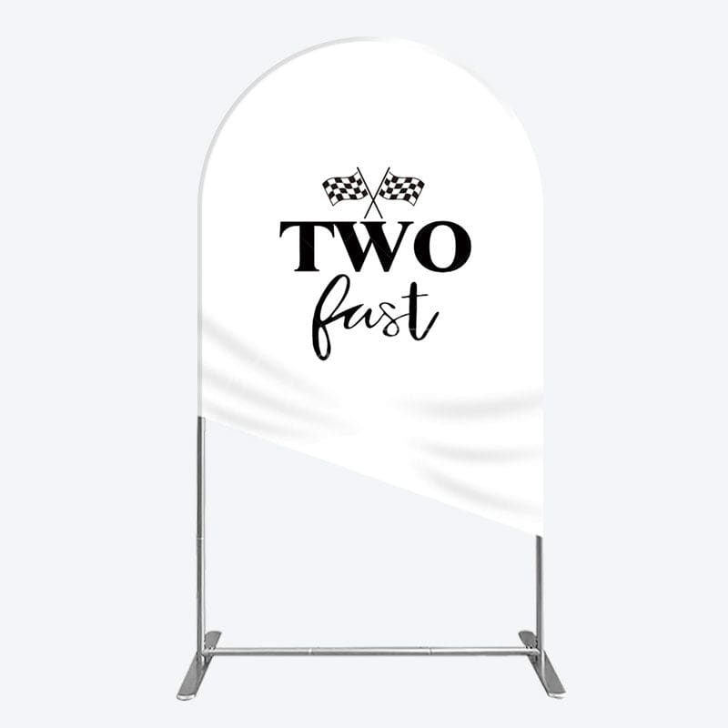 Aperturee - Aperturee Simple White Black Two Fast Birthday Arch Backdrop