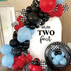 Aperturee - Aperturee Simple White Black Two Fast Birthday Arch Backdrop