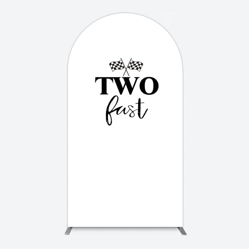 Aperturee - Aperturee Simple White Black Two Fast Birthday Arch Backdrop