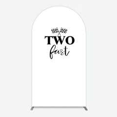 Aperturee - Aperturee Simple White Black Two Fast Birthday Arch Backdrop
