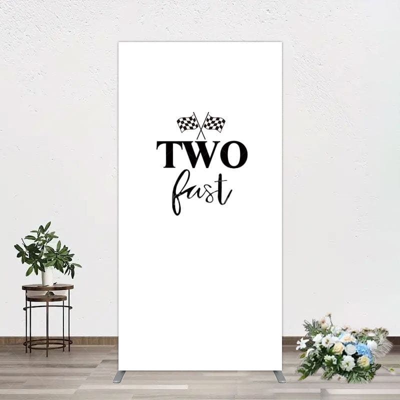 Aperturee - Aperturee Simple White Black Two Fast Birthday Rectangle Backdrop