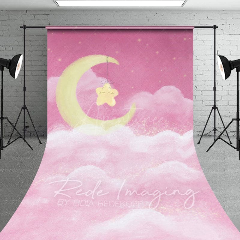 Aperturee - Aperturee Sleep Tight Pink Birthday Cake Smash Sweep Backdrop