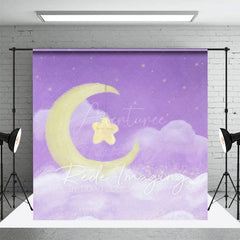 Aperturee - Aperturee Sleep Tight Purple Moon Birthday Cake Smash Backdrop