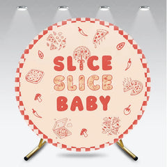 Aperturee - Aperturee Slice Slice Baby Round Backdrop for Baby Shower Fun Pizza Themed Party with Red Gingham Italian Food Decor