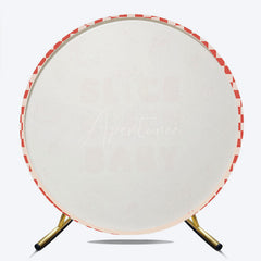 Aperturee - Aperturee Slice Slice Baby Round Backdrop for Baby Shower Fun Pizza Themed Party with Red Gingham Italian Food Decor