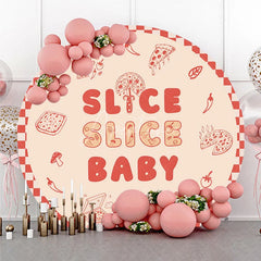Aperturee - Aperturee Slice Slice Baby Round Backdrop for Baby Shower Fun Pizza Themed Party with Red Gingham Italian Food Decor