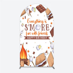 Aperturee - Aperturee S’more Fun Birthday Arch Backdrop Camping Campfire and Marshmallow Theme Outdoor Party Photo Booth Decor for Kids