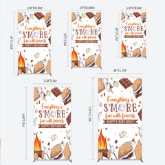 Aperturee - Aperturee S’more Fun Birthday Rectangle Backdrop Camping Campfire and Marshmallow Theme Outdoor Party Photo Booth Decor for Kids