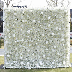 Aperturee - Aperturee Snow White Rose Fuax Outdoor Garden Flower Wall Panels